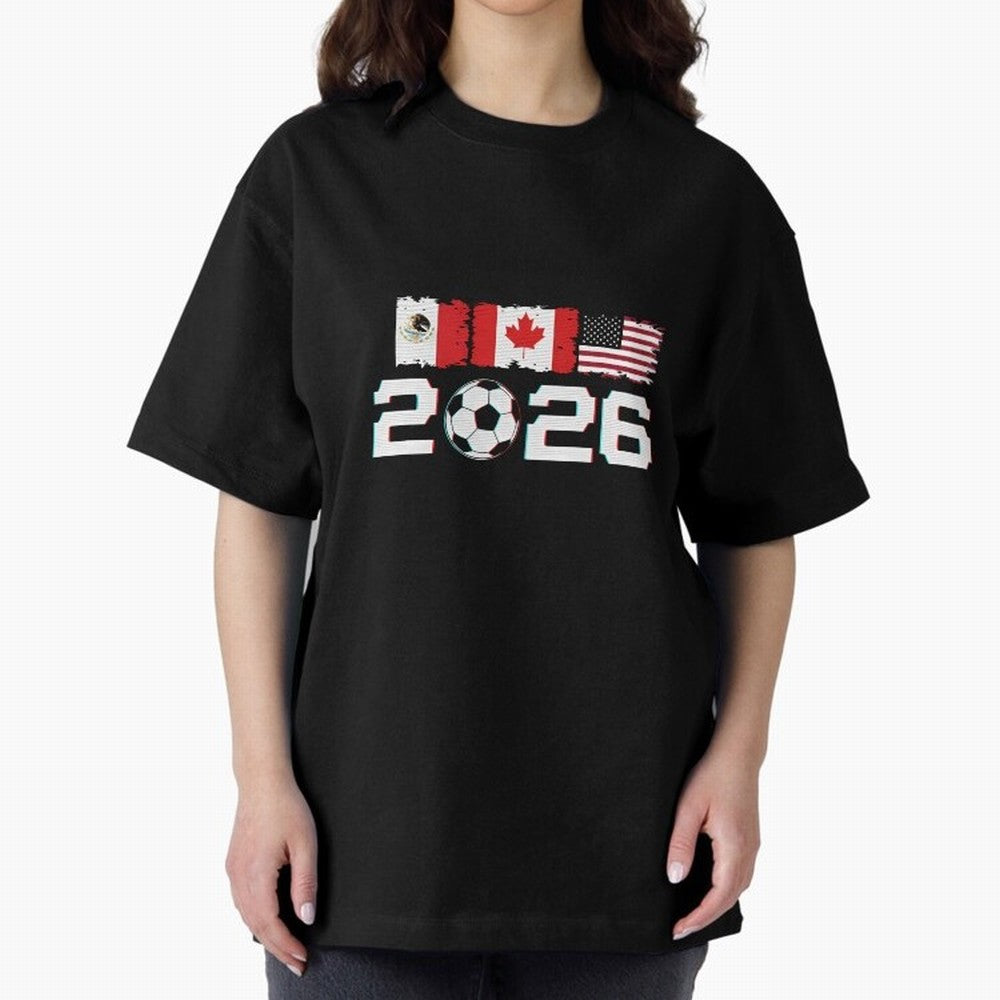 Glitched United 2026 Cup - North America Emblem Part 2 T-Shirt_82924673 Classic T-Shirt Bring Match Day Fire to FIFA World Cup 2026 Spirit, Capturing Argentina and Brazil, Mbappe, Football Festival Excitement, Trophy Ambitions, Country Rivalries