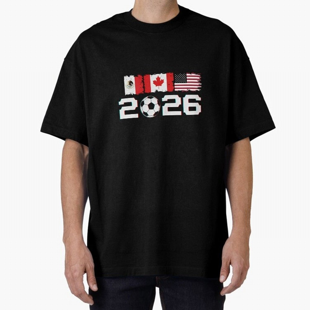 Glitched United 2026 Cup - North America Emblem Part 2 T-Shirt_82924673 Classic T-Shirt Bring Match Day Fire to FIFA World Cup 2026 Spirit, Capturing Argentina and Brazil, Mbappe, Football Festival Excitement, Trophy Ambitions, Country Rivalries