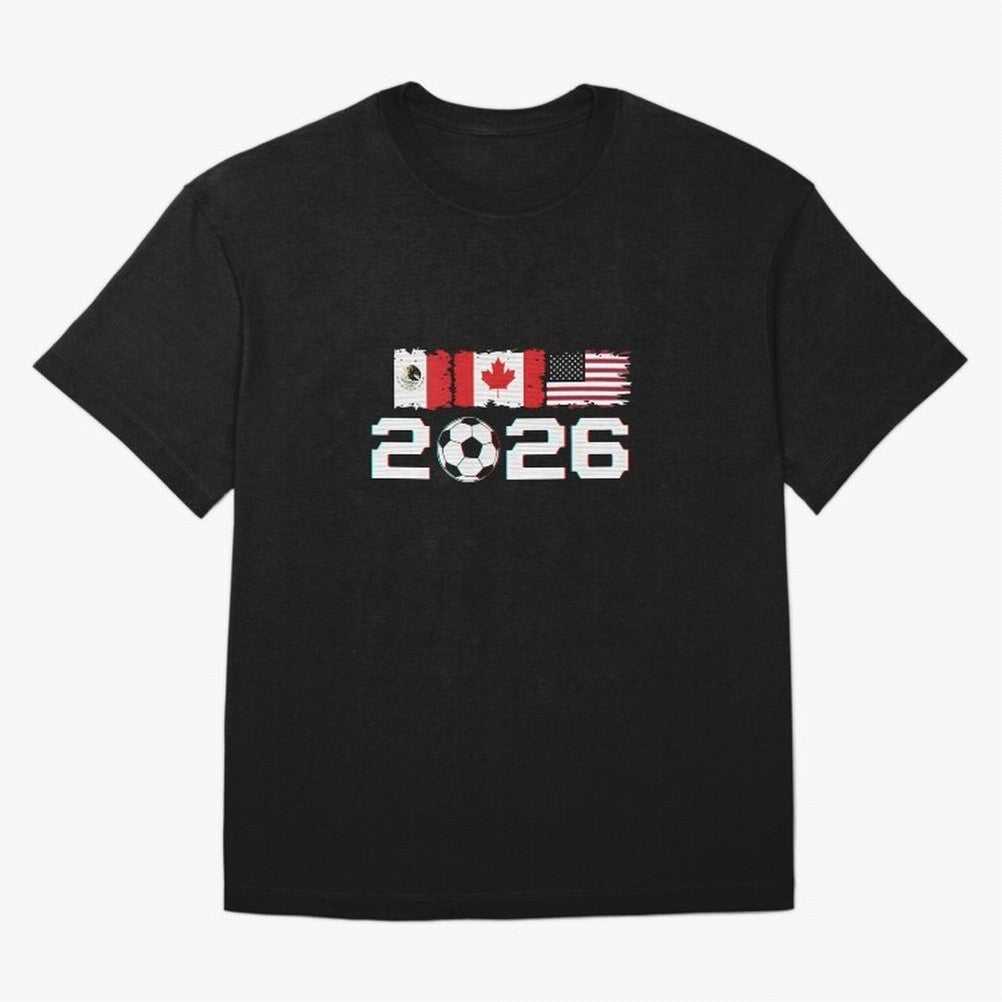 Glitched United 2026 Cup - North America Emblem Part 2 T-Shirt_82924673 Classic T-Shirt Bring Match Day Fire to FIFA World Cup 2026 Spirit, Capturing Argentina and Brazil, Mbappe, Football Festival Excitement, Trophy Ambitions, Country Rivalries