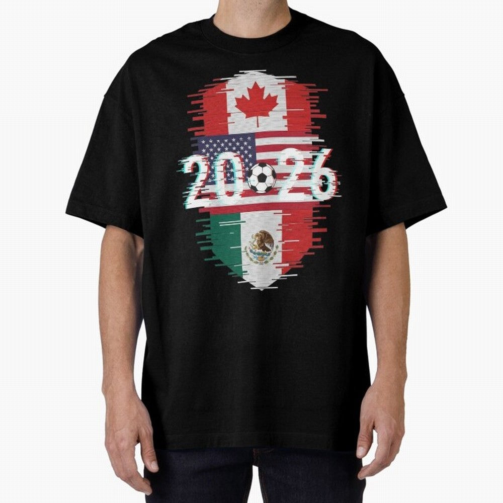 Glitched United 2026 - North America Emblem Classic T-Shirt Turn Up for Global Football Passion for FIFA World Cup 2026, Connected to Messi, CR7 and Mbappe, Spain, Stadium Memories, Football Loyalty, International Chants and Championship Tradition;