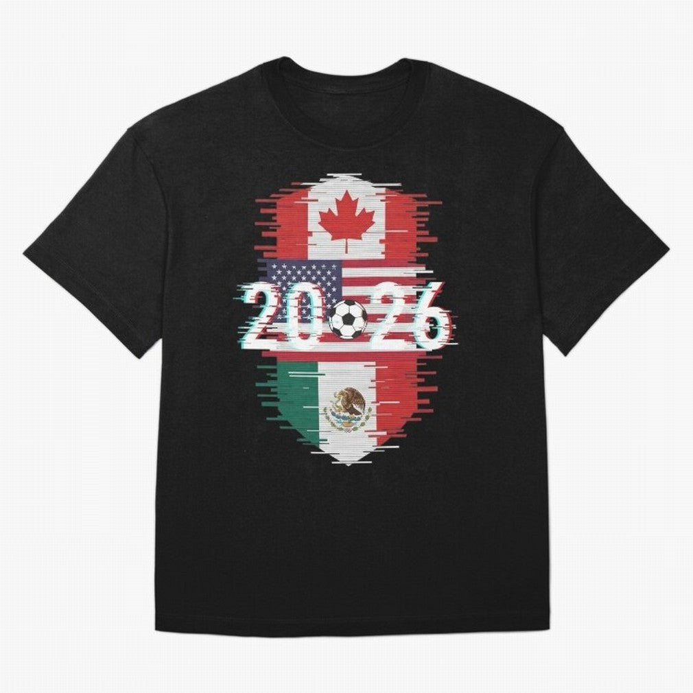 Glitched United 2026 - North America Emblem Classic T-Shirt Turn Up for Global Football Passion for FIFA World Cup 2026, Connected to Messi, CR7 and Mbappe, Spain, Stadium Memories, Football Loyalty, International Chants and Championship Tradition;