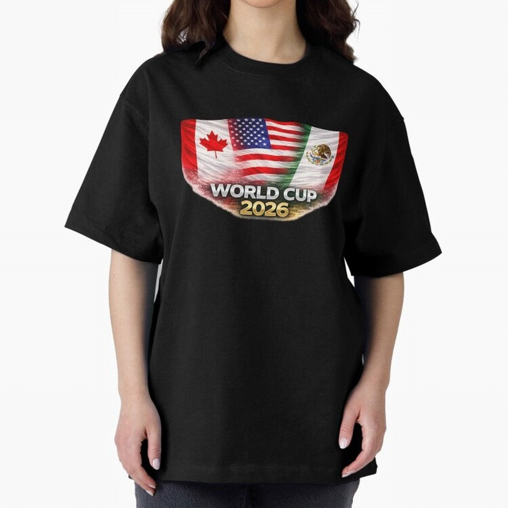 World Cup 2026 North America Flags Design ¨C USA Canada Mexico Soccer Fan Graphic Classic T-Shirt Mark FIFA World Cup 2026 Spirit, Capturing England, France and Netherlands, Mbappe, Sports Nostalgia, International Competition, Famous Players and