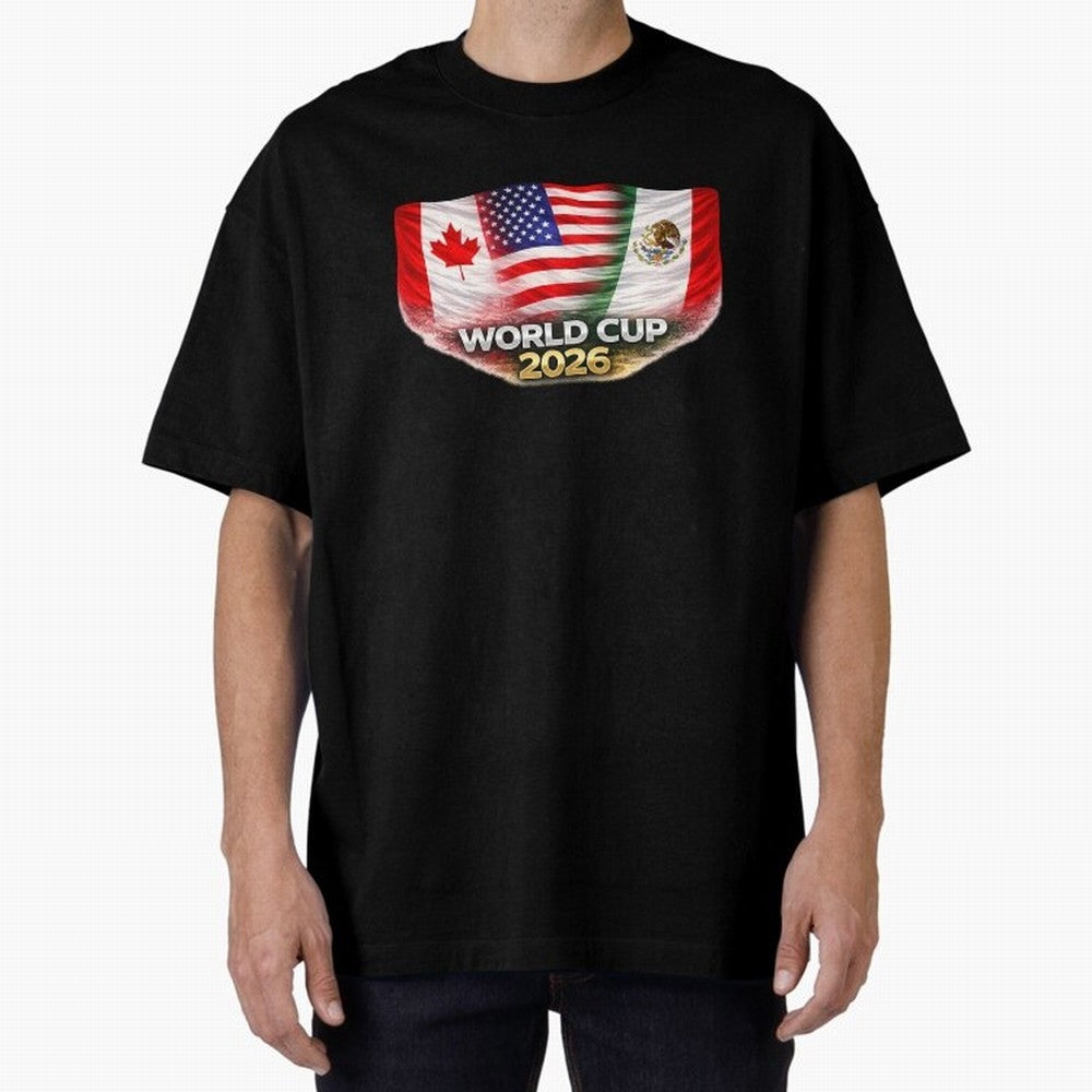World Cup 2026 North America Flags Design ¨C USA Canada Mexico Soccer Fan Graphic Classic T-Shirt Mark FIFA World Cup 2026 Spirit, Capturing England, France and Netherlands, Mbappe, Sports Nostalgia, International Competition, Famous Players and