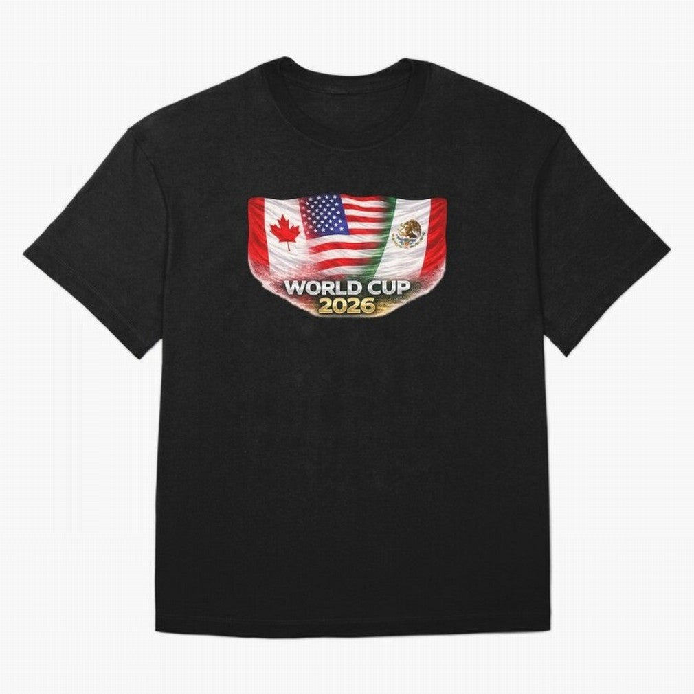 World Cup 2026 North America Flags Design ¨C USA Canada Mexico Soccer Fan Graphic Classic T-Shirt Mark FIFA World Cup 2026 Spirit, Capturing England, France and Netherlands, Mbappe, Sports Nostalgia, International Competition, Famous Players and