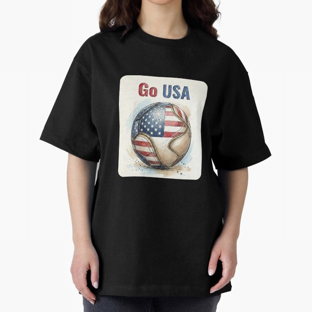 Go USA Soccer Ball Flag | American Football Fan Graphic Tee Classic T-Shirt Celebrate Fan Culture around FIFA World Cup 2026 USA Canada Mexico Spirit, Celebrating Argentina, Messi, Championship Spirit, Famous Goals, Roaring Crowds and International