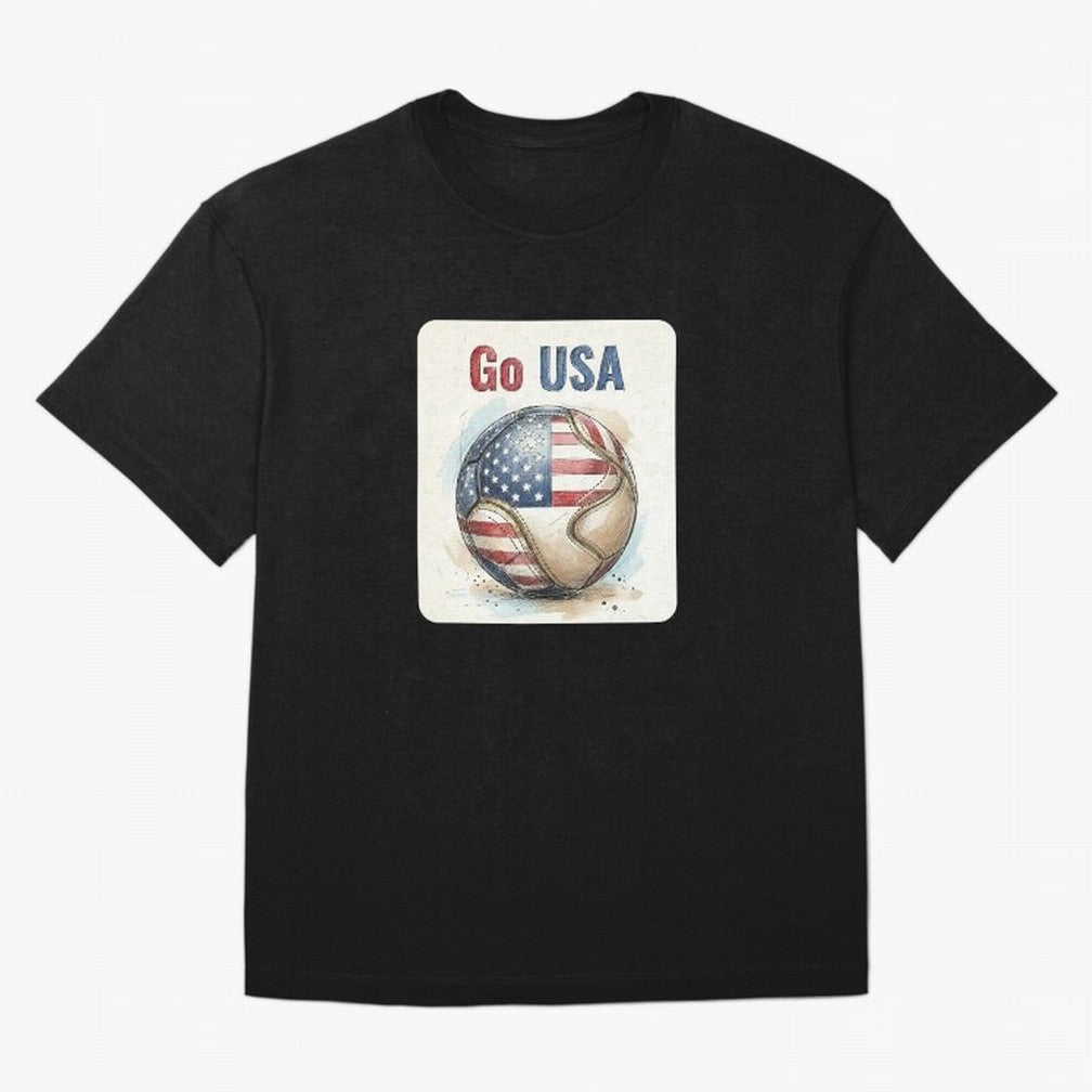 Go USA Soccer Ball Flag | American Football Fan Graphic Tee Classic T-Shirt Celebrate Fan Culture around FIFA World Cup 2026 USA Canada Mexico Spirit, Celebrating Argentina, Messi, Championship Spirit, Famous Goals, Roaring Crowds and International