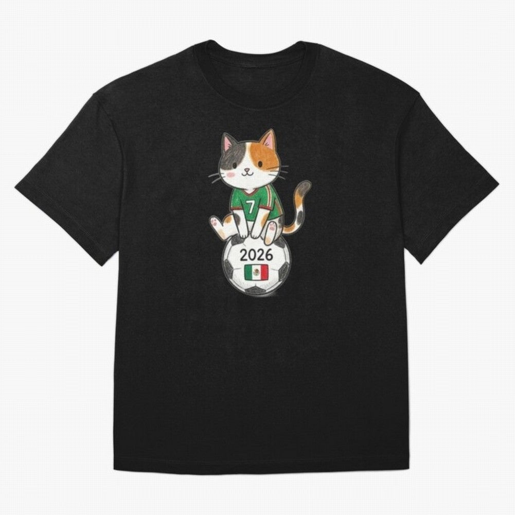 Mexico Soccer Cat #7 - 2026 World Cup Spirit Classic T-Shirt Show Support during FIFA World Cup 2026 for Fans of Messi and Cristiano Ronaldo and Netherlands, Bringing Vintage Soccer Flavor, Modern Football Stars, National Flags and Final Night
