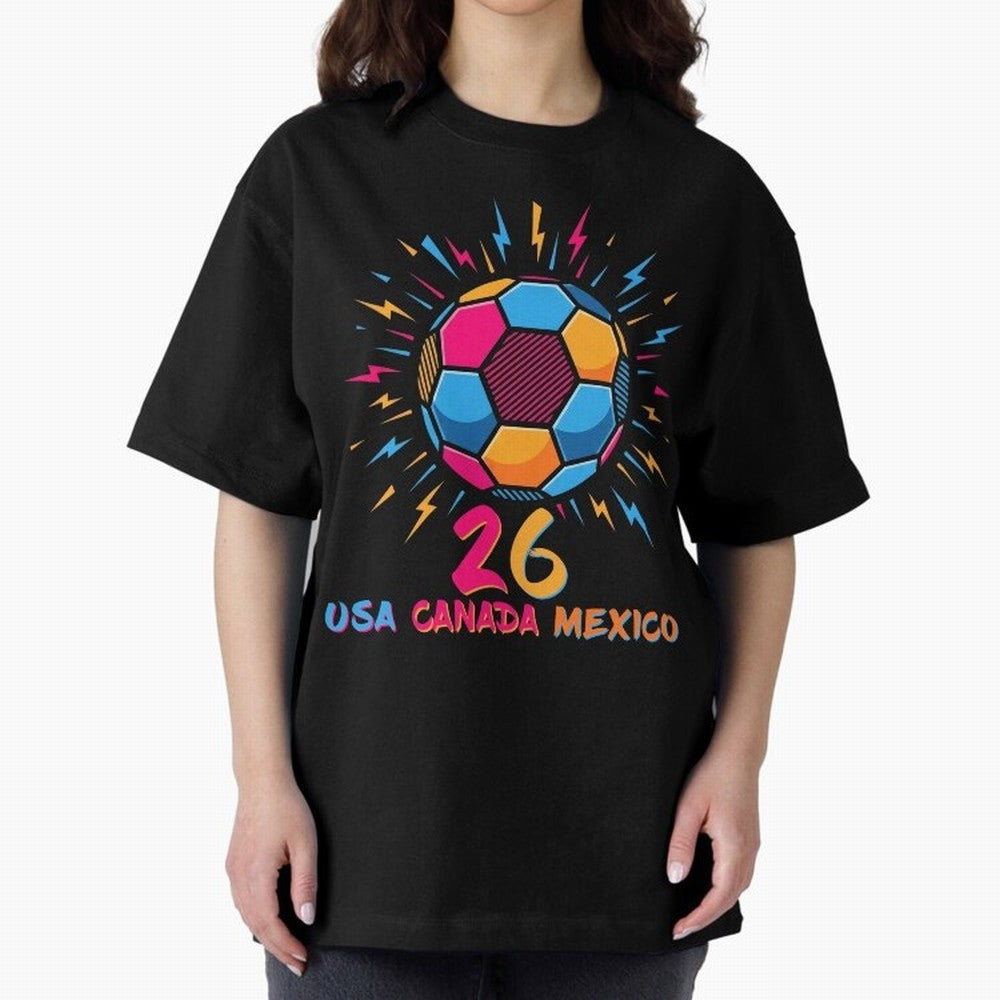 2026 Colorful Soccer Ball USA Canada Mexico 26 Classic T-Shirt Bring Retro Soccer Energy to FIFA World Cup 2026 Spirit, Filled with England, Messi, Stadium Chants, National Pride, Trophy Dreams and Unforgettable Football Memories; Created for Match