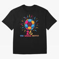 2026 Colorful Soccer Ball USA Canada Mexico 26 Classic T-Shirt Bring Retro Soccer Energy to FIFA World Cup 2026 Spirit, Filled with England, Messi, Stadium Chants, National Pride, Trophy Dreams and Unforgettable Football Memories; Created for Match
