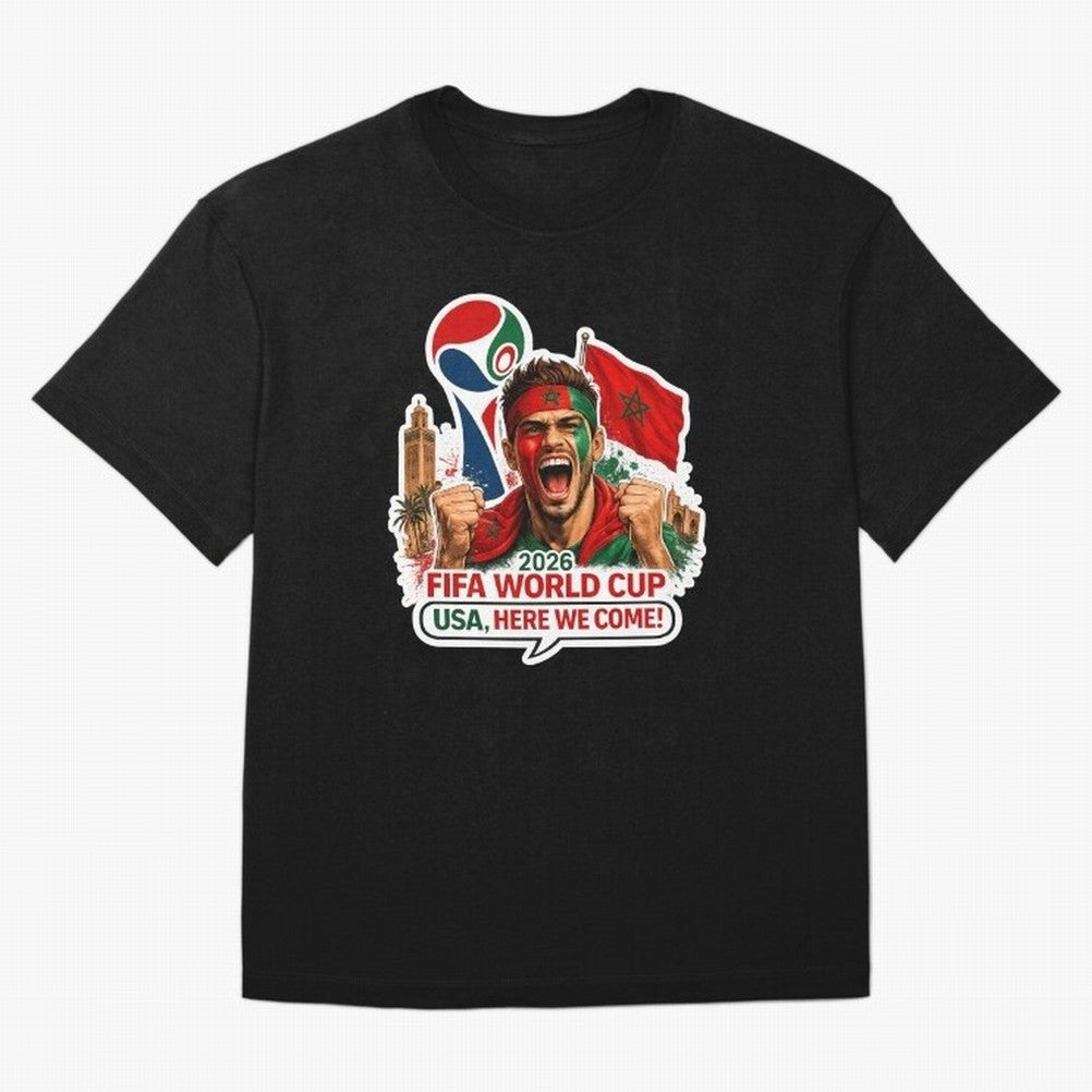 Morocco 2026 World Cup Fan Classic T-Shirt Show Your Love for Global Football Passion for FIFA World Cup 2026 USA Canada Mexico, Filled with CR7 and Messi, Germany, Football History, Final Match Energy, Crowd Noise and Once in a Lifetime Moments;