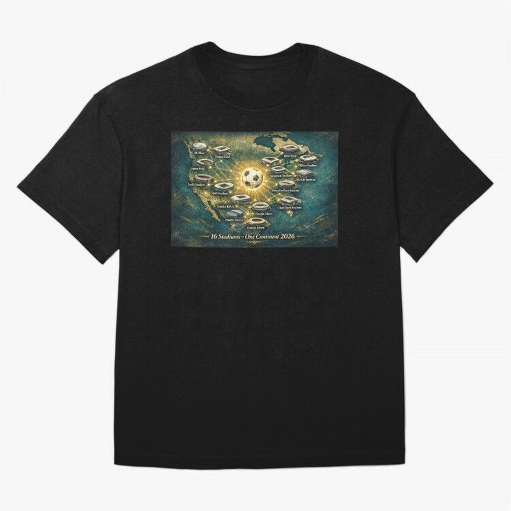 2026 Stadiums Across North America World Cup Classic T-Shirt Celebrate Unforgettable Nights in FIFA World Cup 2026 Group Stage Spirit, Highlighting Argentina, Messi and Cristiano Ronaldo, Global Supporter Spirit, Legendary Goals, National Colors