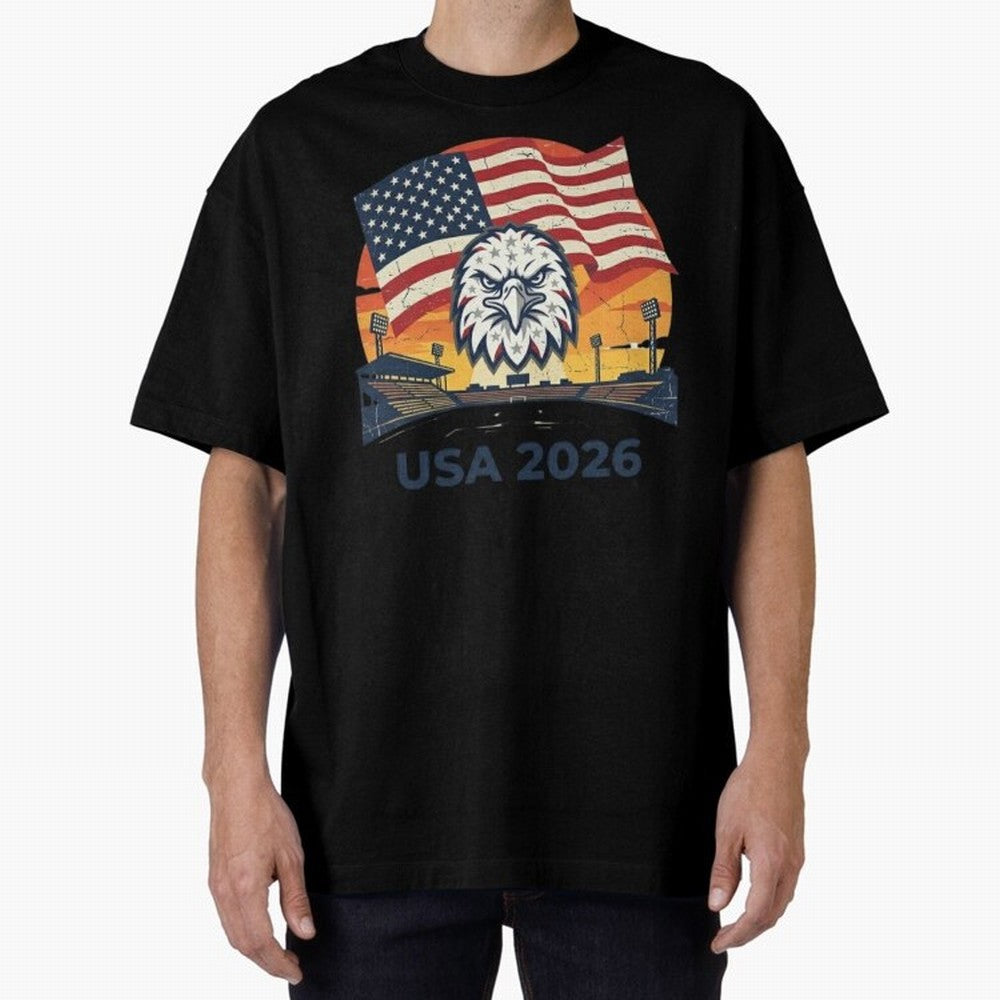 American Eagle 2026 USA World Cup Classic T-Shirt Cheer for FIFA World Cup 2026 Spirit, Highlighting Portugal, Messi, CR7 and Mbappe, Championship Spirit, Famous Goals, Roaring Crowds and International Football Unity; Ideal for Fans Who Follow