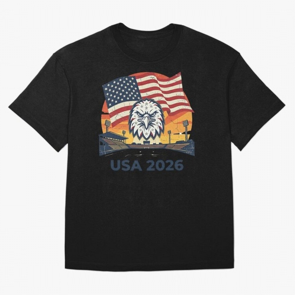 American Eagle 2026 USA World Cup Classic T-Shirt Cheer for FIFA World Cup 2026 Spirit, Highlighting Portugal, Messi, CR7 and Mbappe, Championship Spirit, Famous Goals, Roaring Crowds and International Football Unity; Ideal for Fans Who Follow