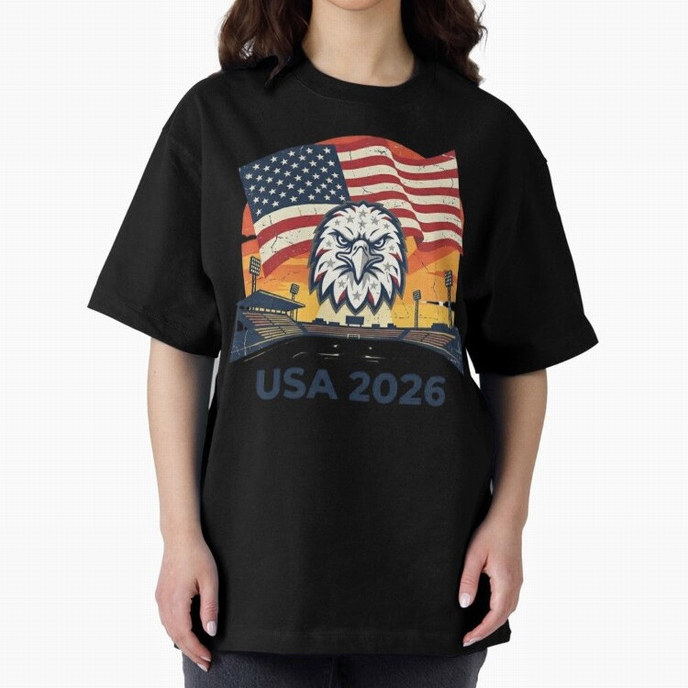 American Eagle 2026 USA World Cup Classic T-Shirt Cheer for FIFA World Cup 2026 Spirit, Highlighting Portugal, Messi, CR7 and Mbappe, Championship Spirit, Famous Goals, Roaring Crowds and International Football Unity; Ideal for Fans Who Follow