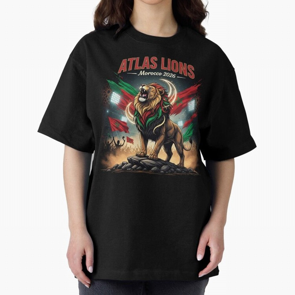 Atlas Lions - Morocco Football Team ready for the World Cup Classic T-Shirt Fuel Your Fan Pride for Global Football Passion for FIFA World Cup 2026 Group Stage, Centered on Messi, Neymar and Mbappe, Germany, Stadium Memories, Football Loyalty,