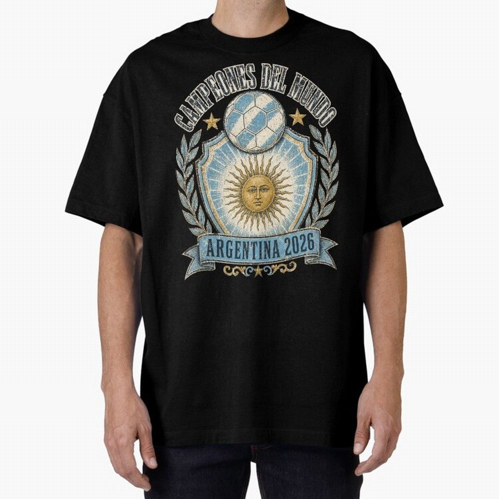 Campeones Del Mundo Argentina 2026 World Cup Soccer T-Shirt Classic T-Shirt Bring Legendary Rivalry Energy to Global Football Passion for FIFA World Cup 2026 Group Stage, Capturing Cristiano Ronaldo, Haaland and CR7, Argentina, France and Brazil,