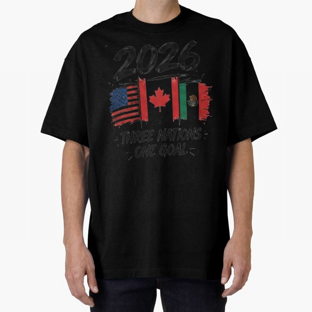 2026 Three Nations One Goal Football Tee Classic T-Shirt Show Championship Spirit for Global Football Passion for FIFA World Cup 2026, Built around Messi, France and Portugal, Champion Mindset, Group Stage Buzz, Knockout Tension and Passionate Fan