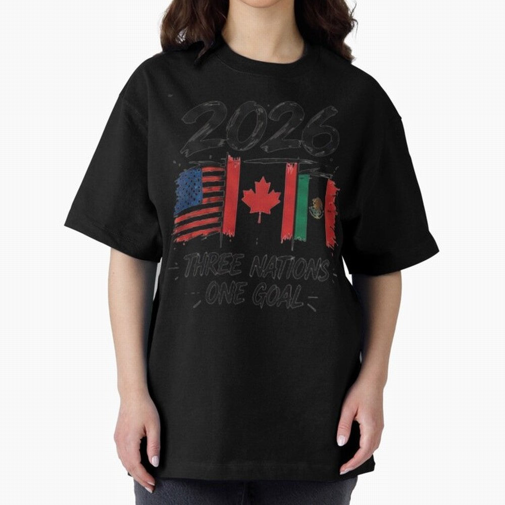 2026 Three Nations One Goal Football Tee Classic T-Shirt Show Championship Spirit for Global Football Passion for FIFA World Cup 2026, Built around Messi, France and Portugal, Champion Mindset, Group Stage Buzz, Knockout Tension and Passionate Fan