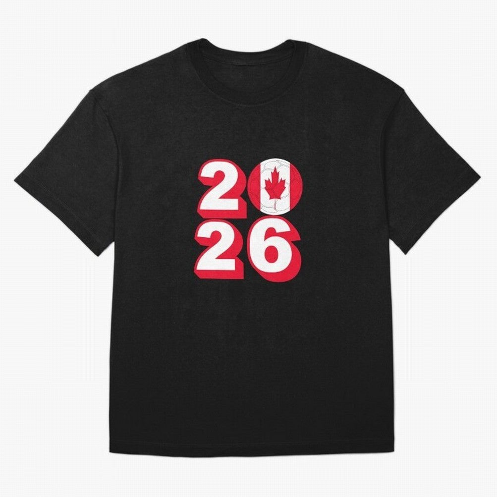 Canada 2026 Soccer Ball Graphic Design Classic T-Shirt Celebrate Classic Football Spirit in FIFA World Cup 2026 for Fans of Neymar and Spain, Bringing Tournament Hype, Historic Matchups, Family Viewing Parties and Global Sports Pride; Perfect for