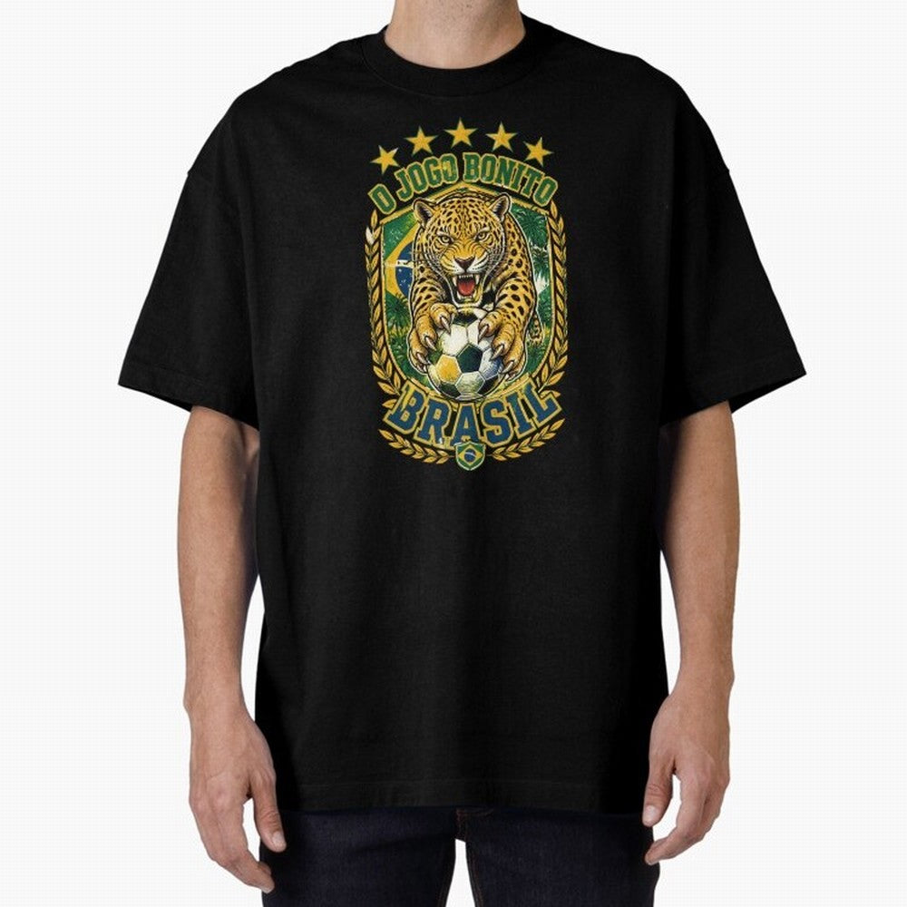 Brazil Soccer Jaguar - O Jogo Bonito Vintage 5 Stars Football Fan T-Shirt Classic T-Shirt Fuel the Hype around FIFA World Cup 2026 USA Canada Mexico Connected to CR7 and Messi, Germany Energy, Worldwide Fan Energy, Dramatic Goals, Stadium Lights