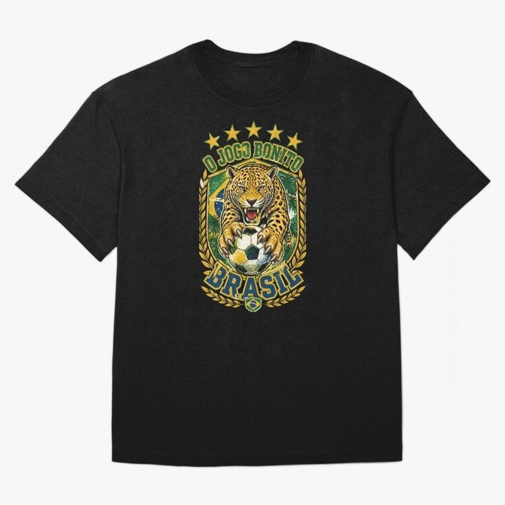 Brazil Soccer Jaguar - O Jogo Bonito Vintage 5 Stars Football Fan T-Shirt Classic T-Shirt Fuel the Hype around FIFA World Cup 2026 USA Canada Mexico Connected to CR7 and Messi, Germany Energy, Worldwide Fan Energy, Dramatic Goals, Stadium Lights