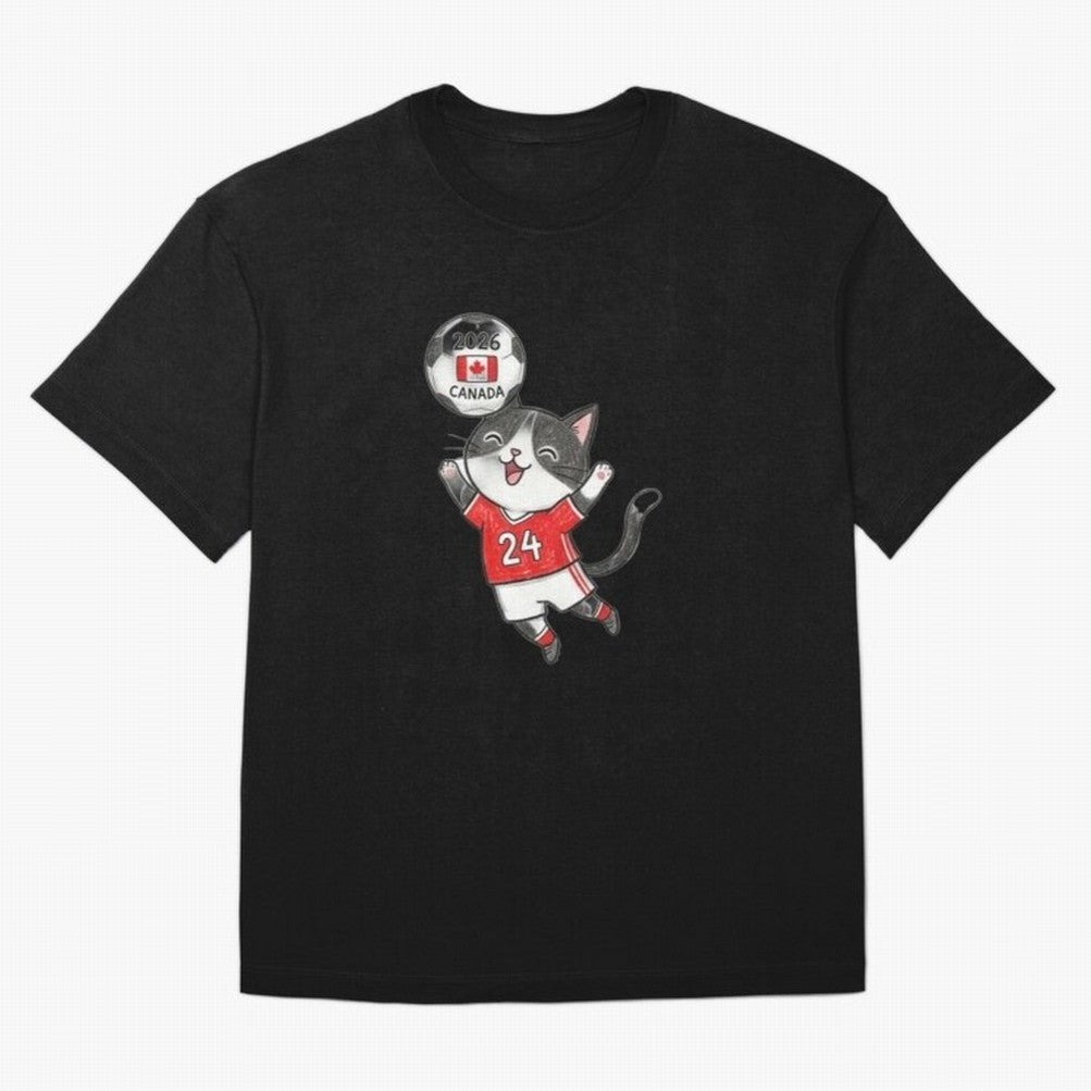 Canada Soccer Cat #24 - 2026 World Cup Celebration Classic T-Shirt Show Love for Legendary Goals in the FIFA World Cup 2026 Group Stage Journey through Neymar Highlights, France and Portugal Pride, Vintage Soccer Flavor, Modern Football Stars,