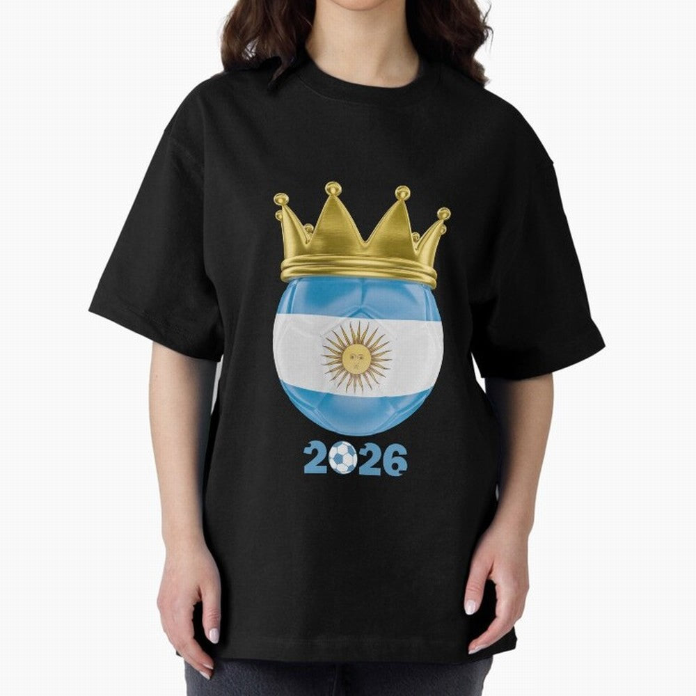 Argentina Football Champion Crown 2026 Classic T-Shirt Celebrate Football Dreams Across Global Football Passion for FIFA World Cup 2026 Group Stage, Driven by Messi, Neymar and Mbappe, Brazil, Portugal and Argentina, Goal Celebration Energy,
