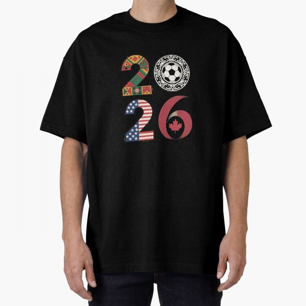 2026 Football Countries Design ¨C USA, Canada & Mexico Inspired Art Oversized T-Shirt Stand Out with Spirit from Global Football Passion for FIFA World Cup 2026 Group Stage, Built around Messi, CR7 and Mbappe, France, Global Supporter Spirit,