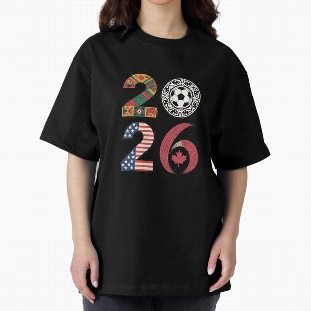 2026 Football Countries Design ¨C USA, Canada & Mexico Inspired Art Oversized T-Shirt Stand Out with Spirit from Global Football Passion for FIFA World Cup 2026 Group Stage, Built around Messi, CR7 and Mbappe, France, Global Supporter Spirit,