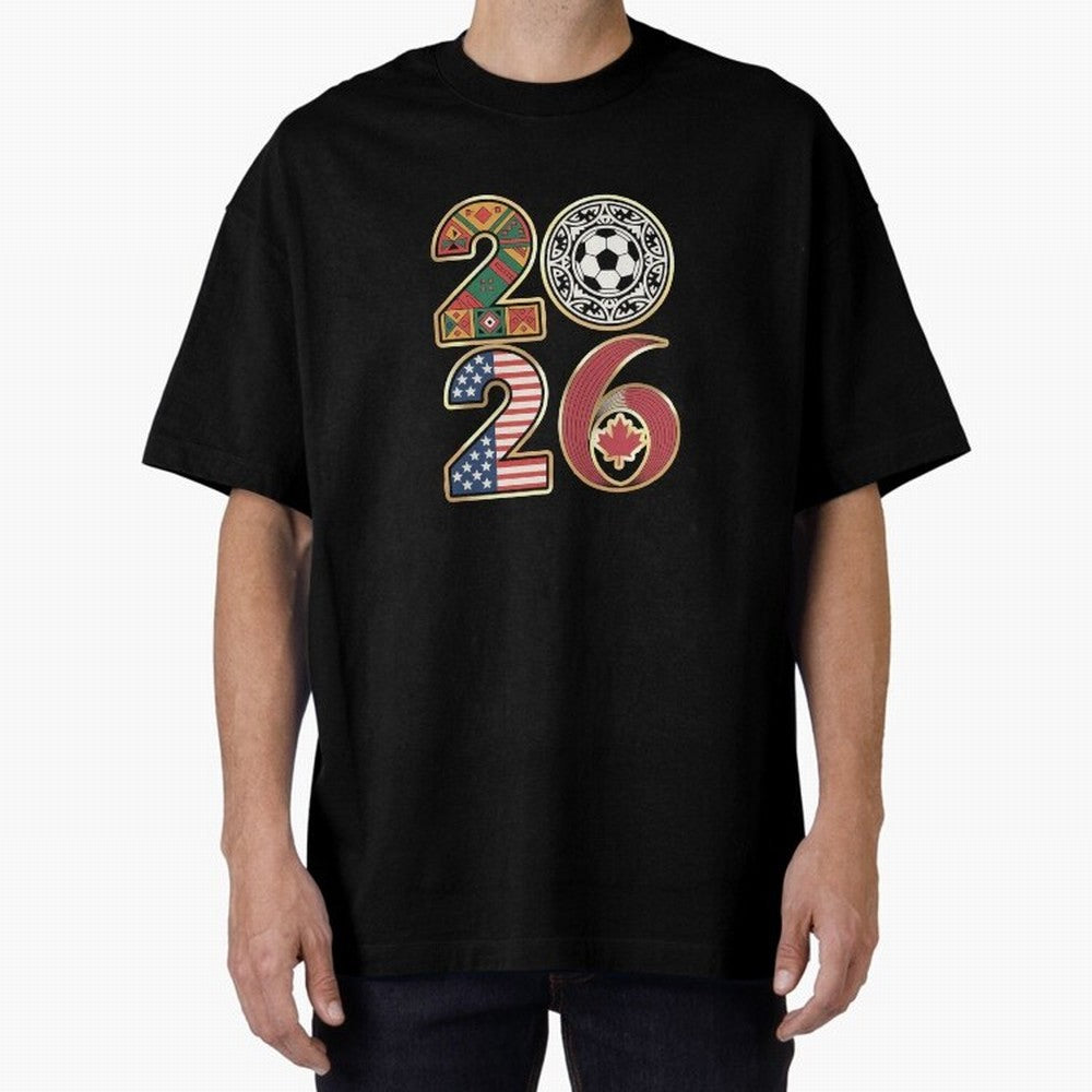 2026 Football Countries Design ¨C USA, Canada & Mexico Inspired Art Oversized T-Shirt Make Game Day About FIFA World Cup 2026 for Fans of Haaland and Mbappe and England and Germany, Bringing Stadium Chants, National Pride, Trophy Dreams and