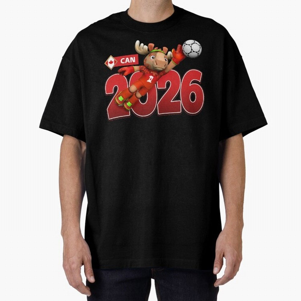 2026 World Cup Canada Oversized T-Shirt Turn Football Passion into Global Football Passion for FIFA World Cup 2026 USA Canada Mexico, Built around Messi, Neymar and Mbappe, Portugal, Spain and Germany, Championship Spirit, Famous Goals, Roaring