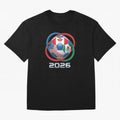 3D Realistic World Cup 2026 Soccer Ball with Rings Oversized T-Shirt Spotlight FIFA World Cup 2026 Group Stage Highlighting Cristiano Ronaldo, England Energy, Classic Soccer Heritage, Championship Pressure, Fan Loyalty and International Pride;