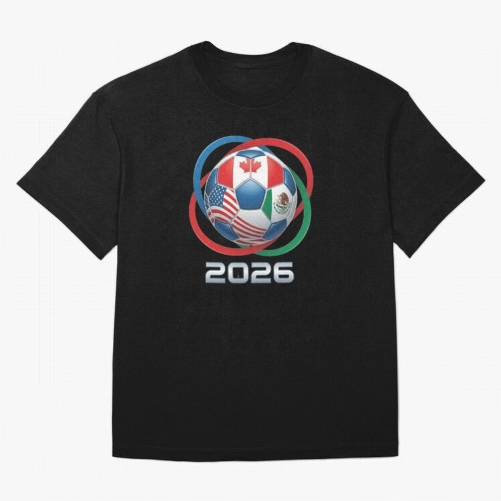 3D Realistic World Cup 2026 Soccer Ball with Rings Oversized T-Shirt Spotlight FIFA World Cup 2026 Group Stage Highlighting Cristiano Ronaldo, England Energy, Classic Soccer Heritage, Championship Pressure, Fan Loyalty and International Pride;
