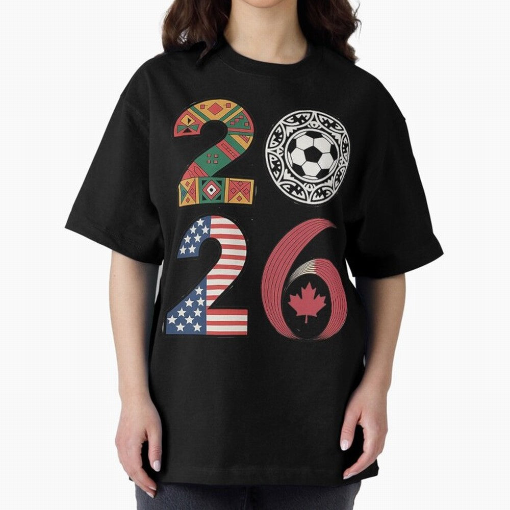 2026 Football Countries Oversized T-Shirt Bring a Vintage Feel to FIFA World Cup 2026 USA Canada Mexico for Fans of CR7 and Germany, Bringing Game Day Rituals, Football Legends, Country Pride and the Road to the Final; Created for Match Day