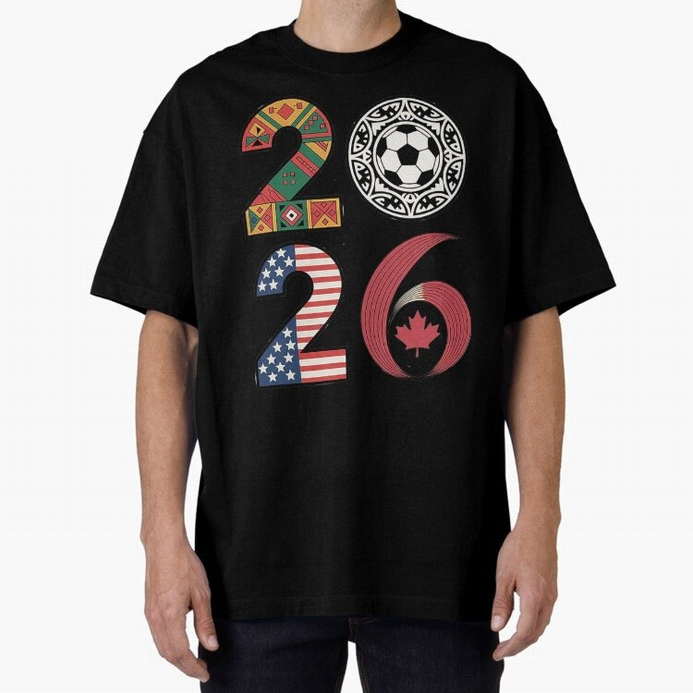 2026 Football Countries Oversized T-Shirt Bring a Vintage Feel to FIFA World Cup 2026 USA Canada Mexico for Fans of CR7 and Germany, Bringing Game Day Rituals, Football Legends, Country Pride and the Road to the Final; Created for Match Day