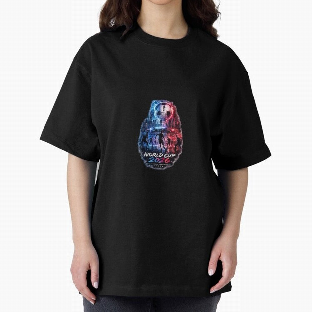 Copy of World Cup 2026 ¨C United Passion ?? | Neon Football Design Oversized T-Shirt Upgrade Global Football Passion for FIFA World Cup 2026 USA Canada Mexico, with Mbappe and Neymar, Netherlands, Football Passion, Legendary Performances, Festival