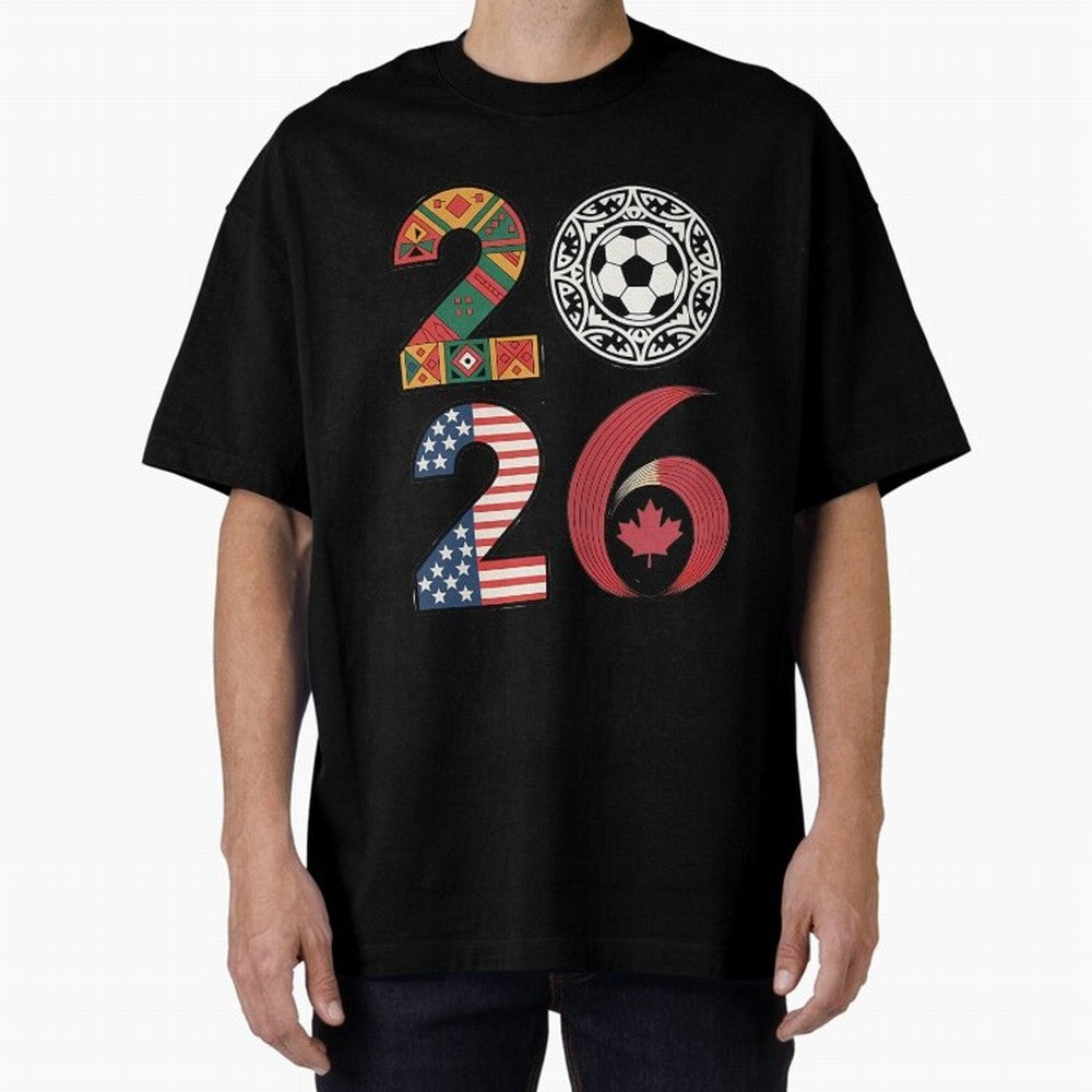 2026 Football Countries Design Usa Canada Mexico Inspired Oversized T-Shirt Show Fan Pride Across FIFA World Cup 2026 for Fans of Cristiano Ronaldo, Haaland and CR7 and France, Bringing Champion Mindset, Group Stage Buzz, Knockout Tension and