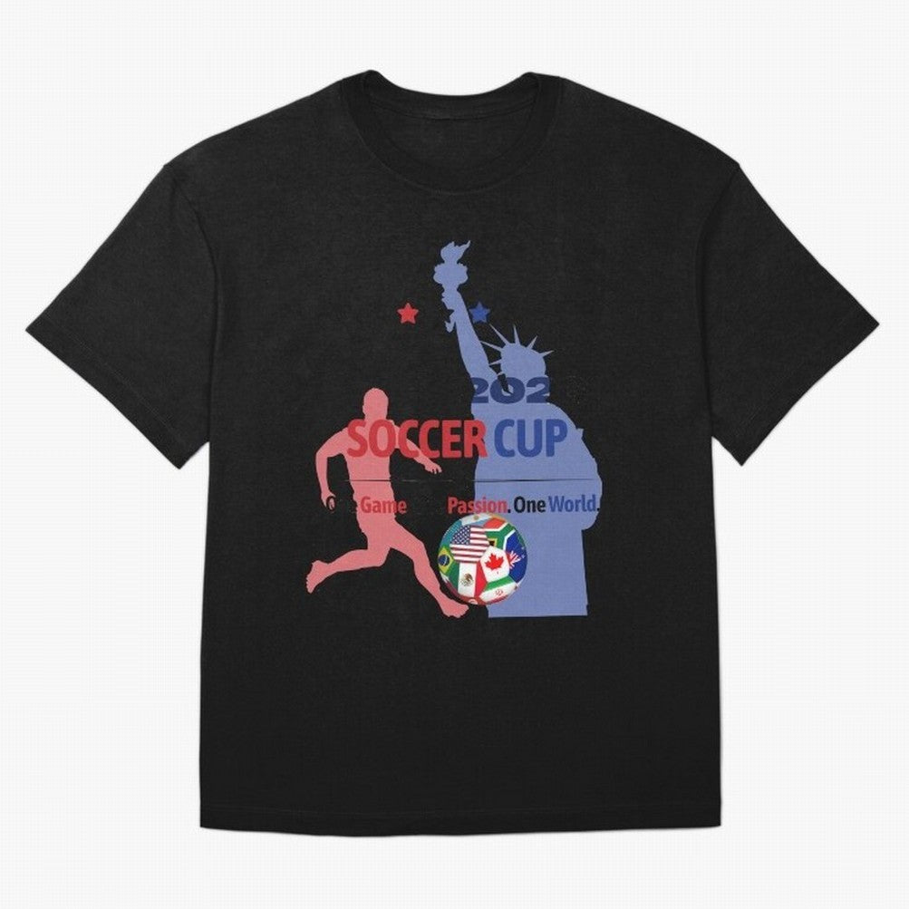 2026 Soccer Cup One Game One Passion One World Sports Fan Design Oversized T-Shirt Show Fan Pride Across Global Football Passion for FIFA World Cup 2026, Celebrating Neymar, Haaland and Cristiano Ronaldo, Portugal, Spain and Germany, Game Day