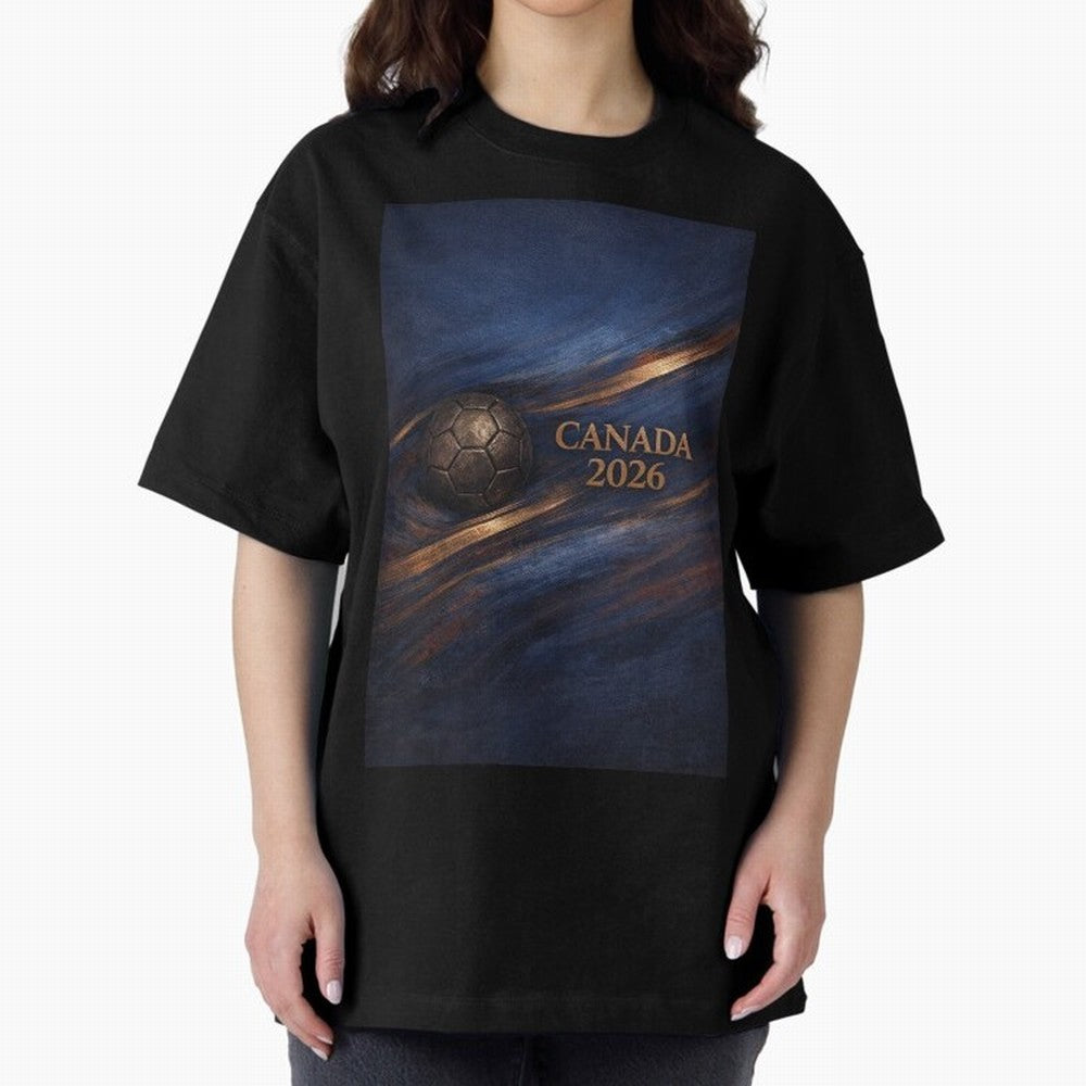 Canada 2026 Soccer Inspired Design Oversized T-Shirt Experience the Global Stage of FIFA World Cup 2026 Group Stage for Fans of Cristiano Ronaldo, Haaland and CR7 and Argentina and Brazil, Bringing Retro Football Energy, Iconic Rivalries, Trophy