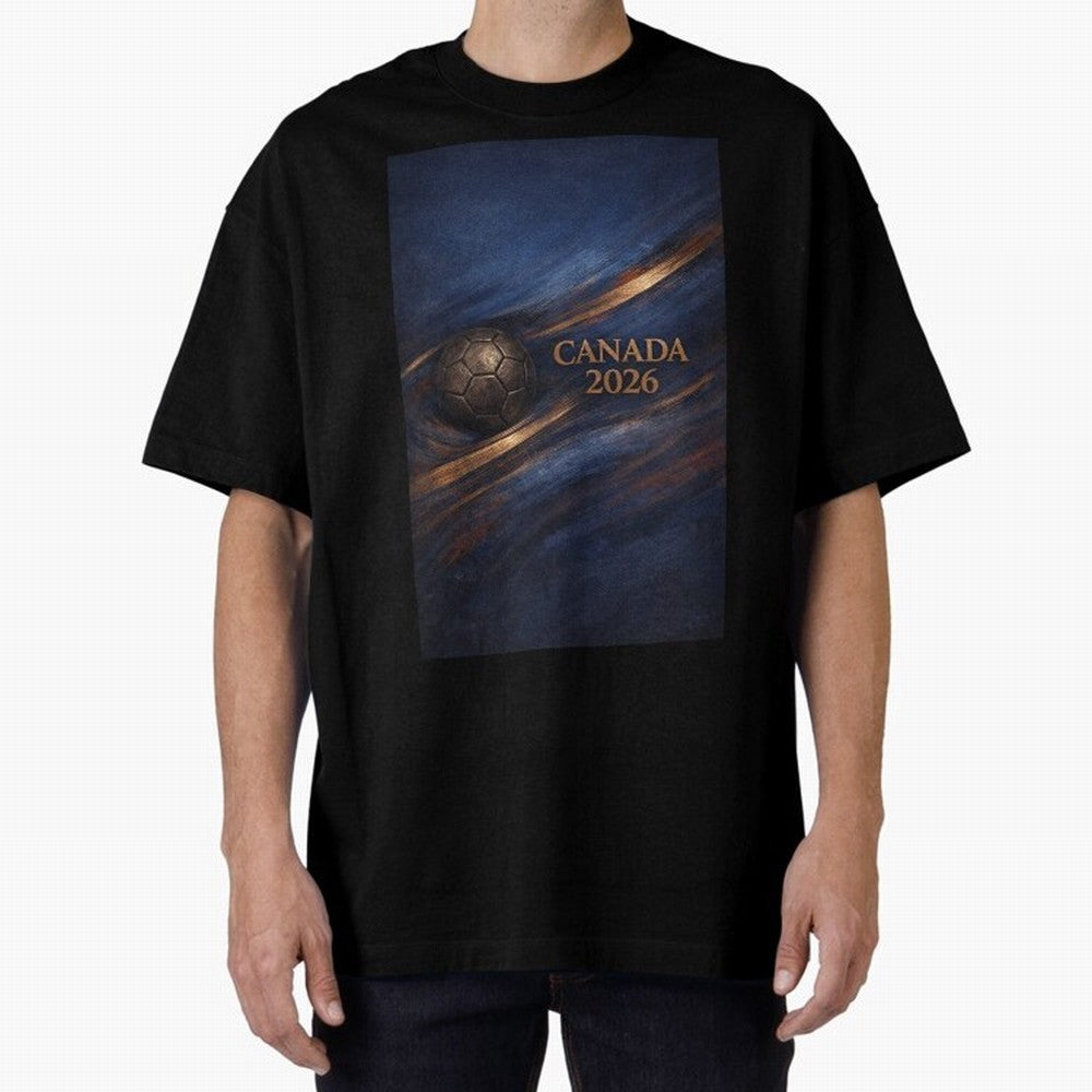 Canada 2026 Soccer Inspired Design Oversized T-Shirt Experience the Global Stage of FIFA World Cup 2026 Group Stage for Fans of Cristiano Ronaldo, Haaland and CR7 and Argentina and Brazil, Bringing Retro Football Energy, Iconic Rivalries, Trophy