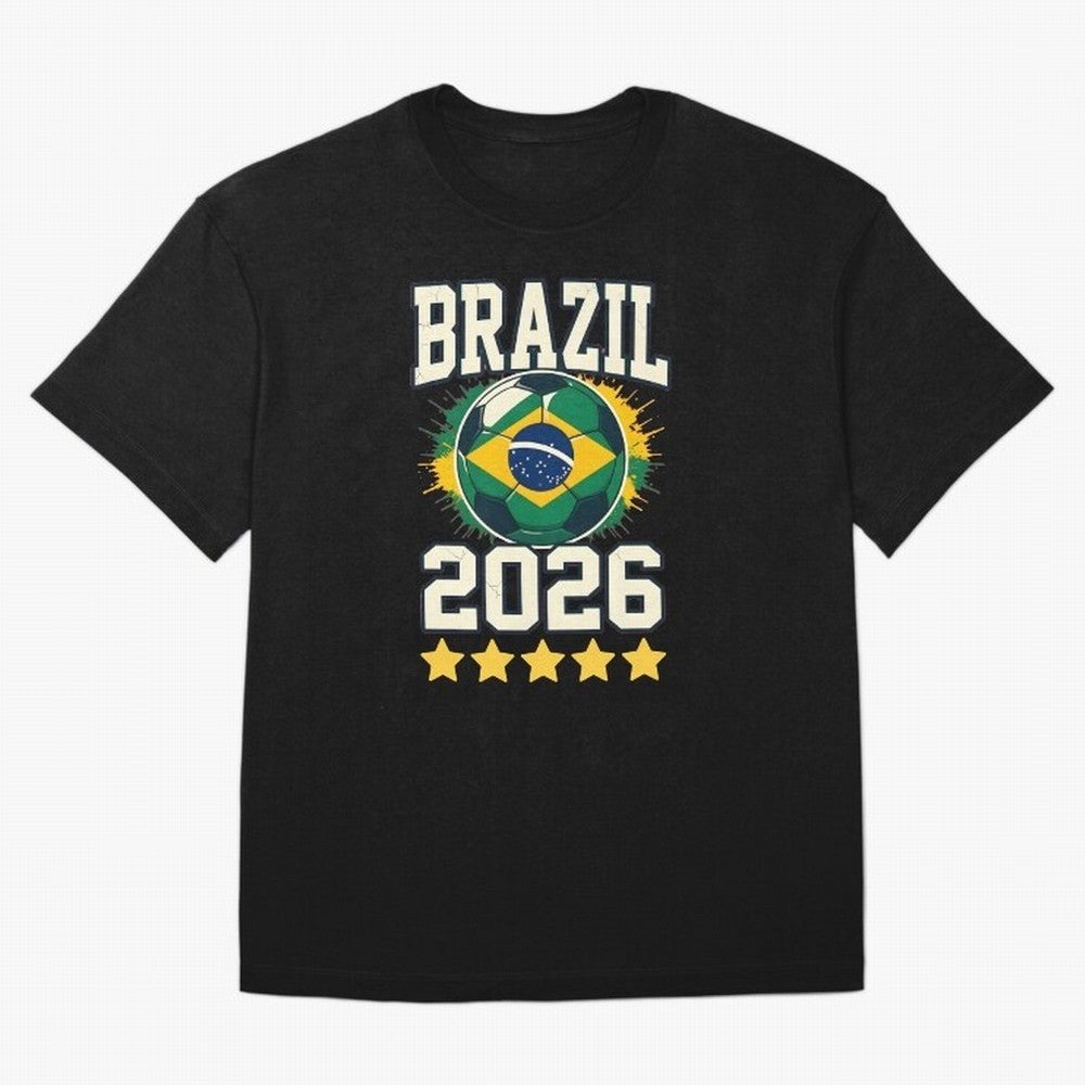 Brazil Soccer Football 2026 Oversized T-Shirt Feel the Trophy Chase of FIFA World Cup 2026 Spirit, Featuring England, France and Netherlands, Cristiano Ronaldo, Haaland and CR7, Sports Nostalgia, International Competition, Famous Players and