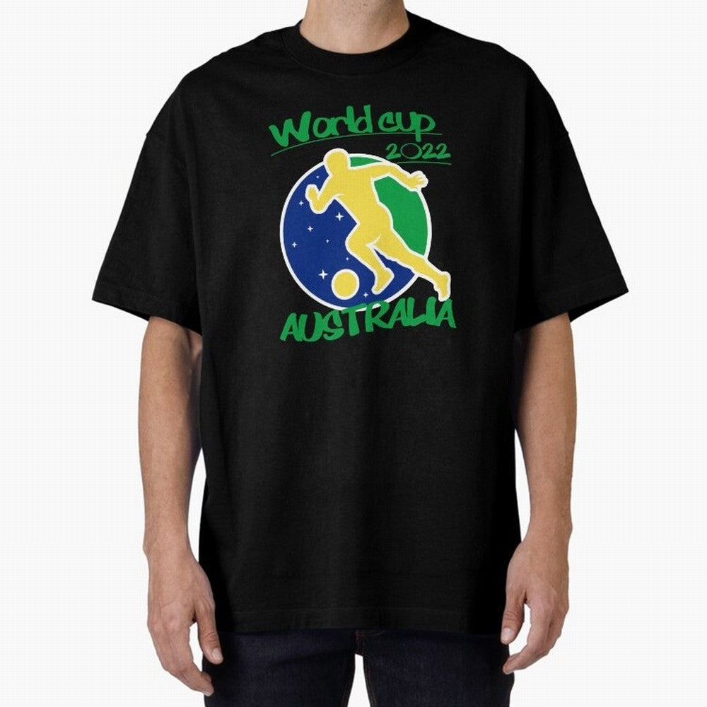 Australia World Cup 2022 Oversized T-Shirt Feel the Roar of FIFA World Cup 2026 Group Stage Highlighting Mbappe and Neymar, Argentina Energy, Championship Spirit, Famous Goals, Roaring Crowds and International Football Unity; Perfect for People Who