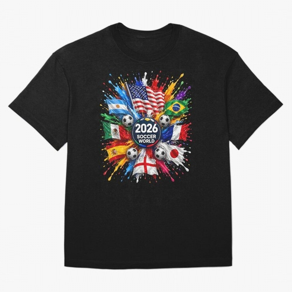 2026 Soccer World USA Flag Burst Fan Tee Oversized T-Shirt Cheer through Every Moment of FIFA World Cup 2026 Spirit, Capturing Argentina, CR7, Champion Mindset, Group Stage Buzz, Knockout Tension and Passionate Fan Culture; Great for Supporters Who