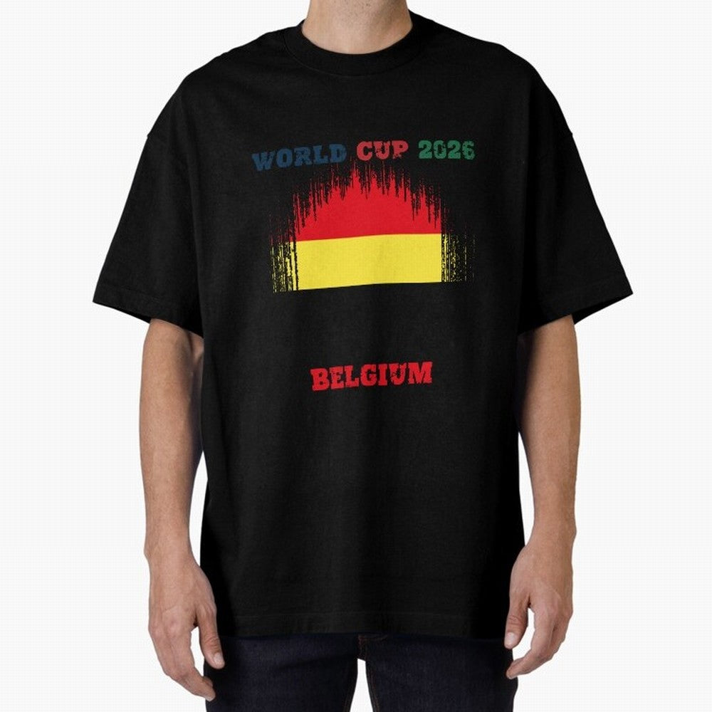 BELGIUM WORLD CUP 2026 Oversized T-Shirt Bring Retro Soccer Energy to FIFA World Cup 2026 Group Stage Filled with Cristiano Ronaldo, England and Germany Energy, Game Day Rituals, Football Legends, Country Pride and the Road to the Final; Ideal for