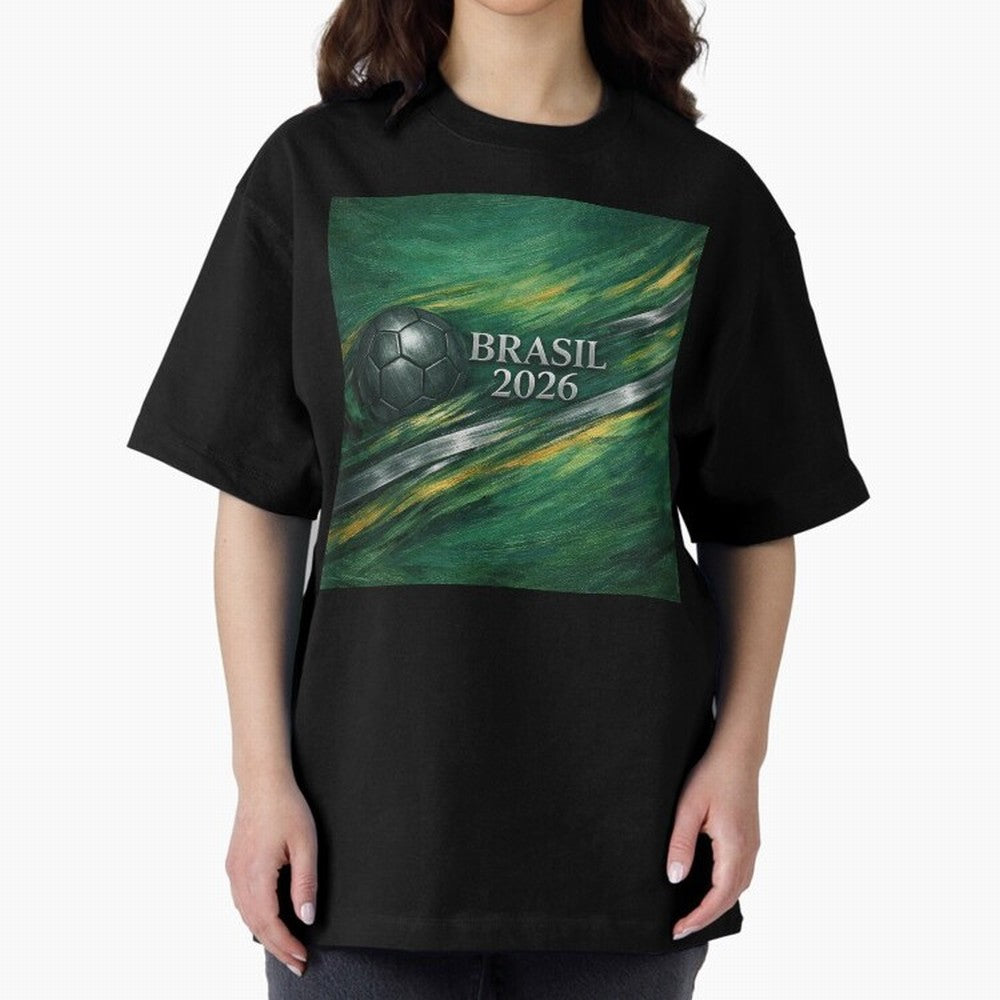 Brazil World Cup 2026 Concept Oversized T-Shirt Support FIFA World Cup 2026 Group Stage Spirit, Built around Argentina and Brazil, Cristiano Ronaldo, Football Passion, Legendary Performances, Festival Vibes and Supporter Community; Perfect for