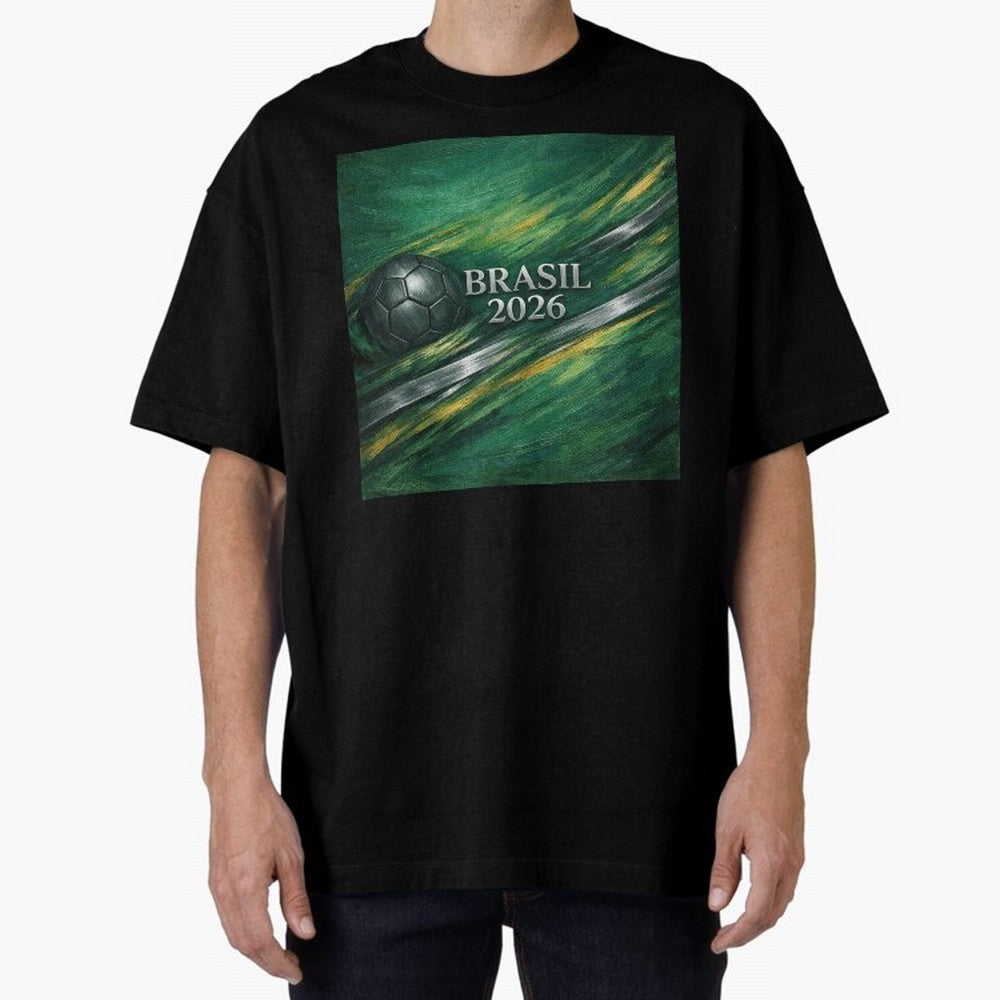 Brazil World Cup 2026 Concept Oversized T-Shirt Support FIFA World Cup 2026 Group Stage Spirit, Built around Argentina and Brazil, Cristiano Ronaldo, Football Passion, Legendary Performances, Festival Vibes and Supporter Community; Perfect for