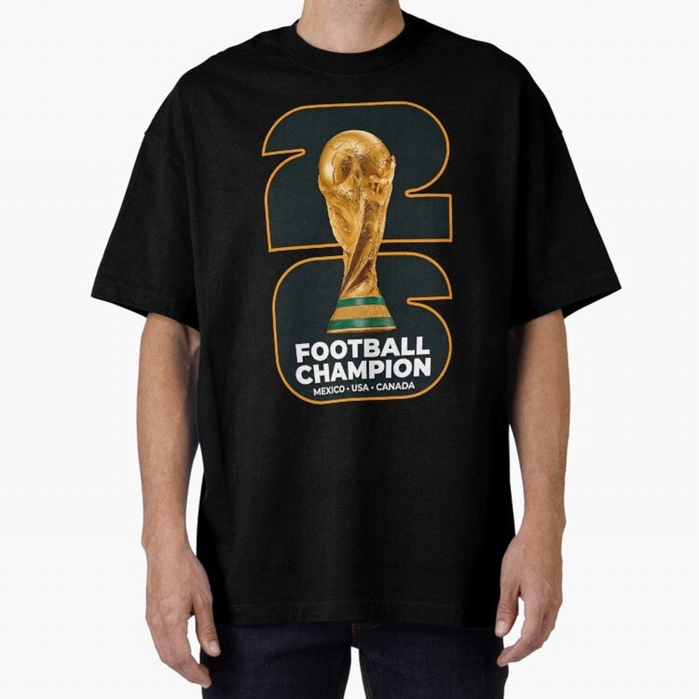 2026 Soccer Tournament Graphic - Football Champion Art Oversized T-Shirt Join the Global Buzz around Global Football Passion for FIFA World Cup 2026 Group Stage, Highlighting Messi, CR7 and Mbappe, Portugal, Spain and Germany, Stadium Chants,