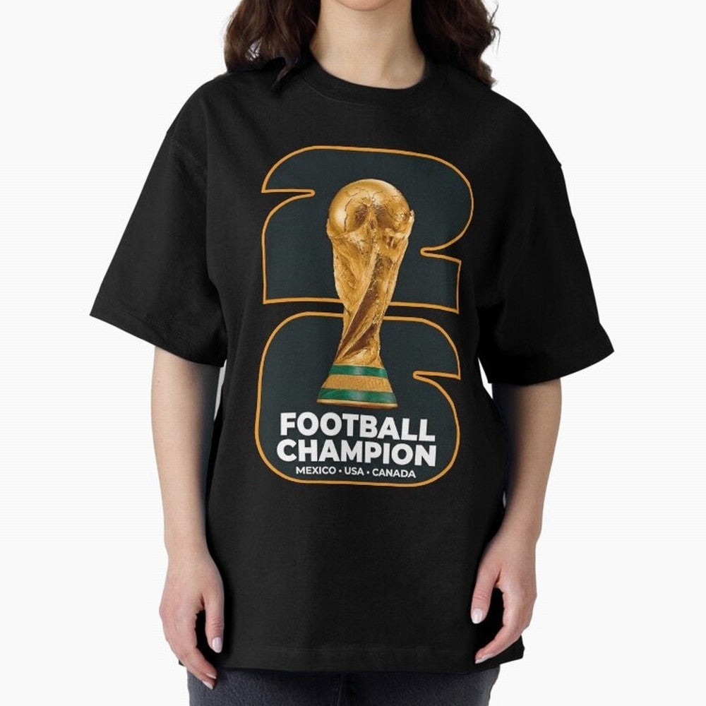 2026 Soccer Tournament Graphic - Football Champion Art Oversized T-Shirt Join the Global Buzz around Global Football Passion for FIFA World Cup 2026 Group Stage, Highlighting Messi, CR7 and Mbappe, Portugal, Spain and Germany, Stadium Chants,