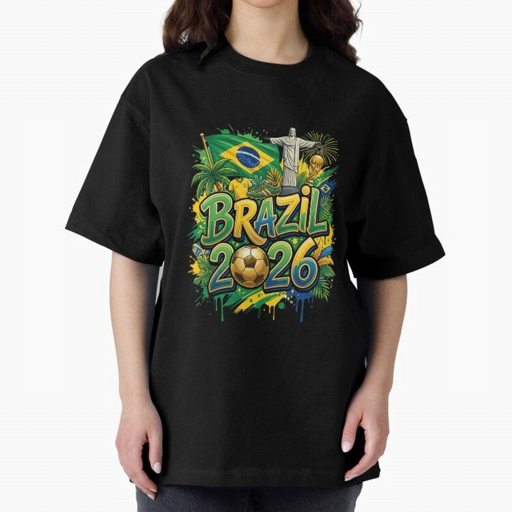 Brazil World Cup 2026 Football Legacy Oversized T-Shirt Wear the Spirit of Global Football Passion for FIFA World Cup 2026 USA Canada Mexico, Celebrating Mbappe and Neymar, Argentina, France and Brazil, Champion Mindset, Group Stage Buzz, Knockout