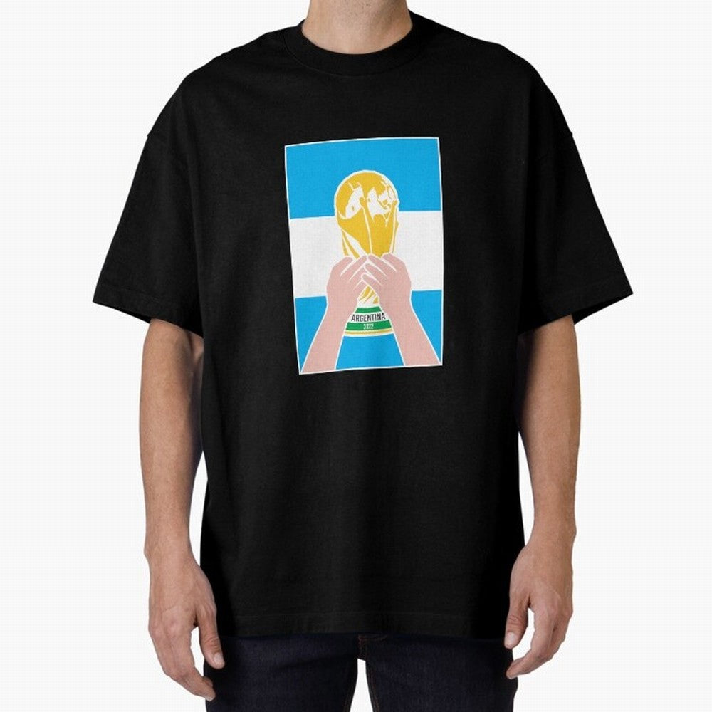 Champion Argentina 2022 Oversized T-Shirt Share Global Football Passion for FIFA World Cup 2026, Highlighting Cristiano Ronaldo, Netherlands, Football Festival Excitement, Trophy Ambitions, Country Rivalries and Star Player Buzz; Perfect for Fans,